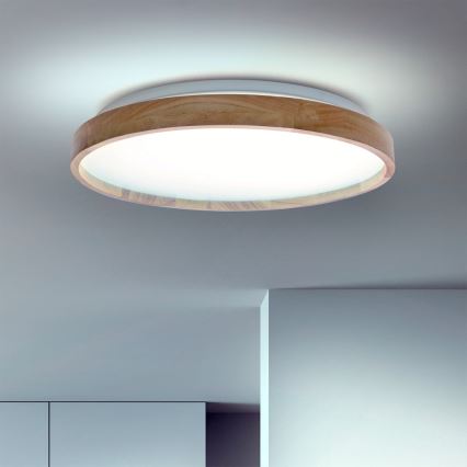 Brilagi - LED Prigušiva stropna svjetiljka ALSON LED/48W/230V 3000-6500K hrast pr. 39,5 cm + daljinski upravljač