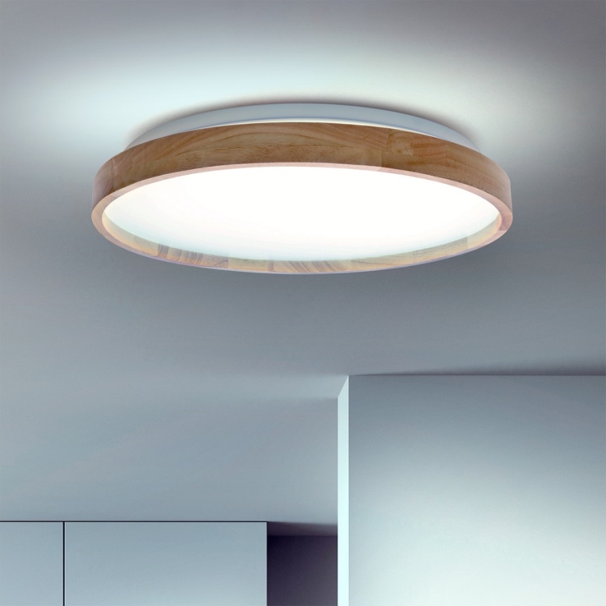 Brilagi - LED Prigušiva stropna svjetiljka ALSON LED/48W/230V 3000-6500K hrast pr. 39,5 cm + daljinski upravljač