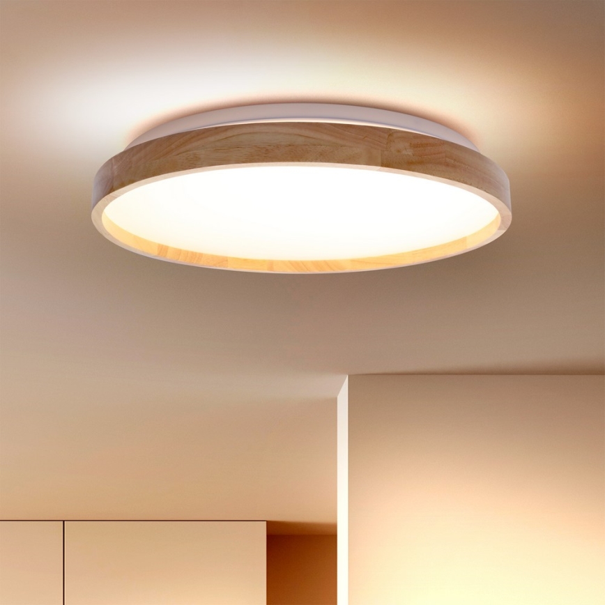 Brilagi - LED Prigušiva stropna svjetiljka ALSON LED/48W/230V 3000-6500K hrast pr. 39,5 cm + daljinski upravljač