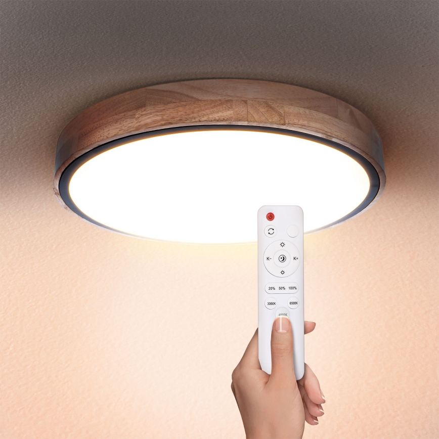 Brilagi - LED Prigušiva stropna svjetiljka GLORIA LED/48W/230V 3000-6500K hrast pr. 40 cm + daljinski upravljač