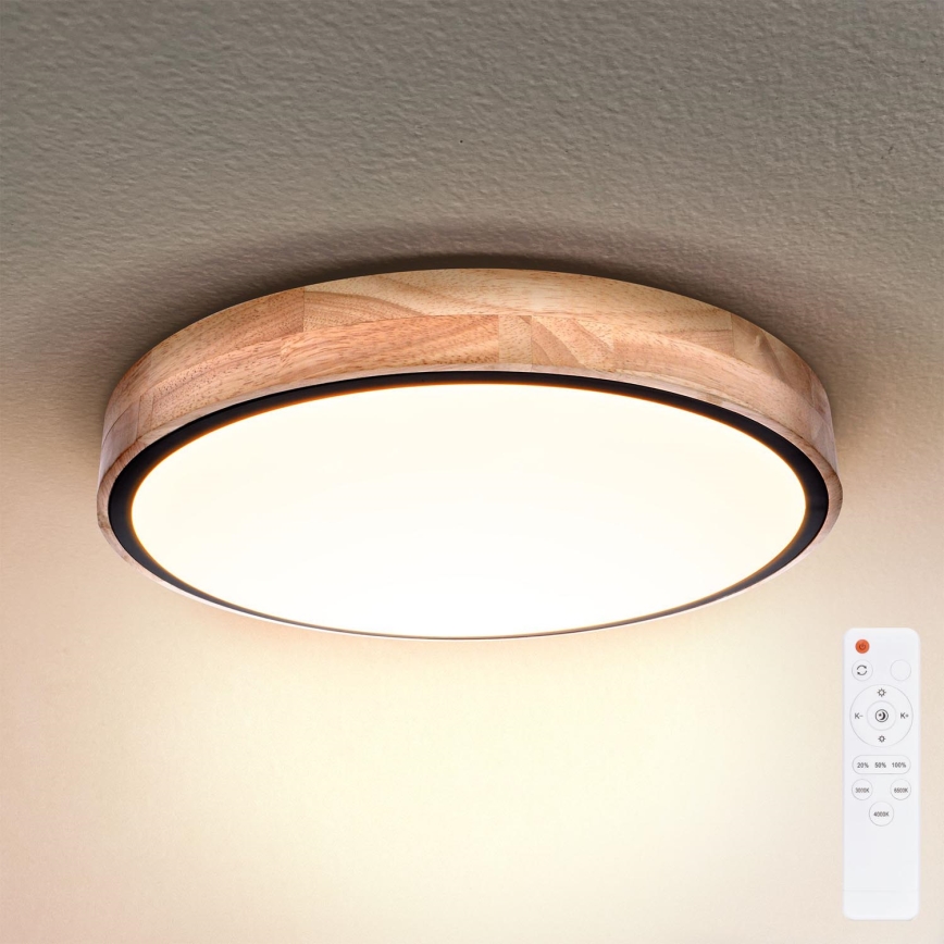 Brilagi - LED Prigušiva stropna svjetiljka GLORIA LED/48W/230V 3000-6500K hrast pr. 40 cm + daljinski upravljač