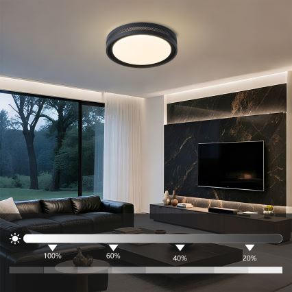 Brilagi - Zatemnjivo LED stropno svjetlo KREON LED/54W/230V 3000-6000K crno Ø 38 cm + daljinski upravljač