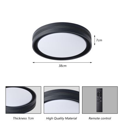 Brilagi - Zatemnjivo LED stropno svjetlo KREON LED/54W/230V 3000-6000K crno Ø 38 cm + daljinski upravljač