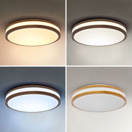 Brilagi - LED Prigušiva stropna svjetiljka MOLINA LED/48W/230V 3000-6500K hrast pr. 38 cm + daljinski upravljač