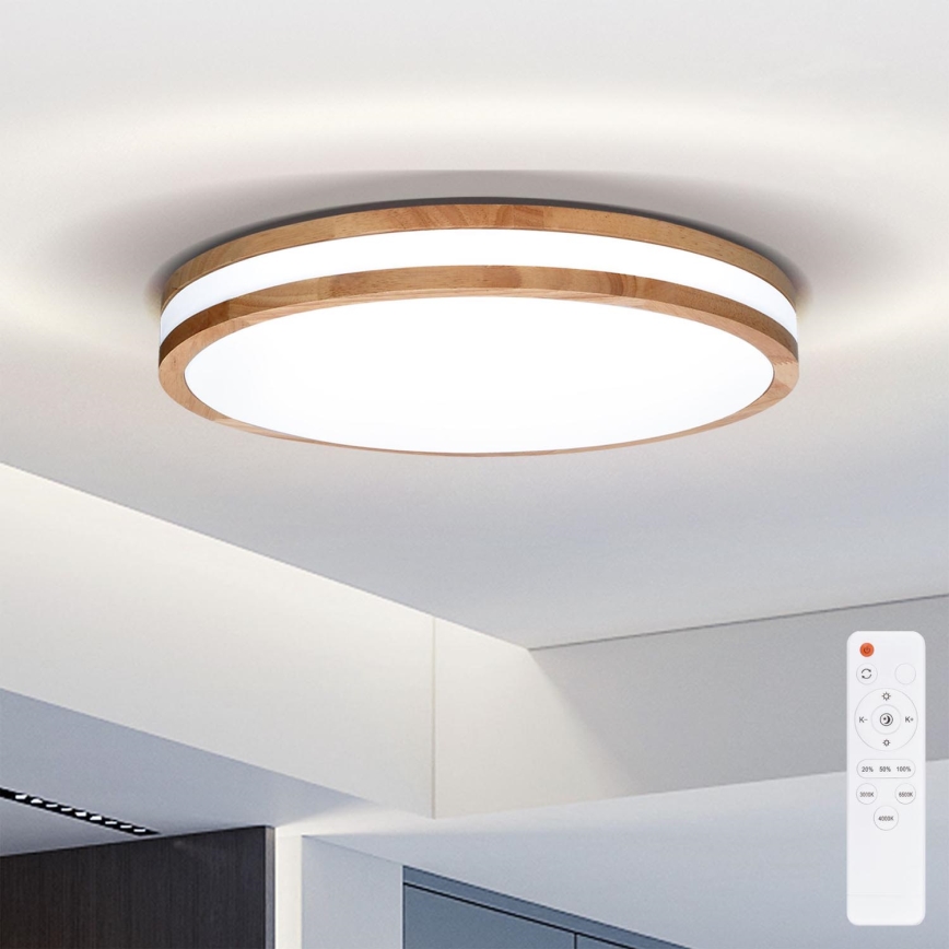 Brilagi - LED Prigušiva stropna svjetiljka MOLINA LED/48W/230V 3000-6500K hrast pr. 38 cm + daljinski upravljač