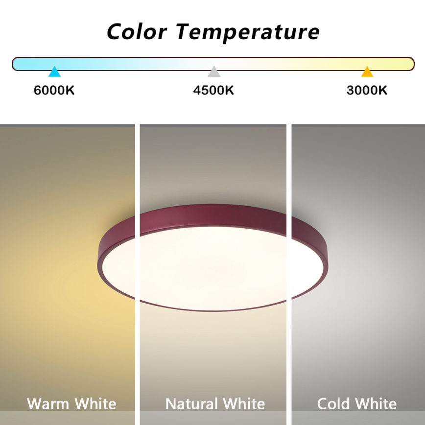 Brilagi - POOL LED prigušiva stropna svjetiljka LED/36W/230V 3000-6000K prom. 30 cm burgundska + daljinski upravljač