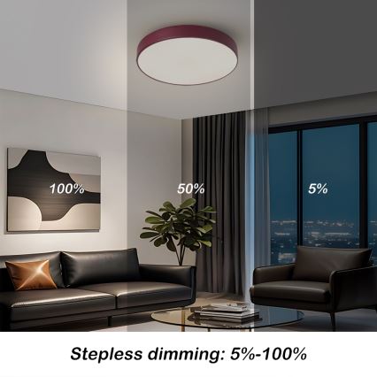 Brilagi - POOL LED prigušiva stropna svjetiljka LED/36W/230V 3000-6000K prom. 30 cm burgundska + daljinski upravljač