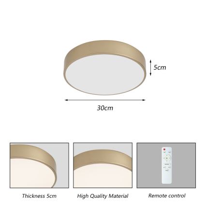 Brilagi - LED zatemnjiva stropna svjetiljka POOL LED/36W/230V 3000-6000K Ø 30 cm zlatna + s daljinskim upravljačem