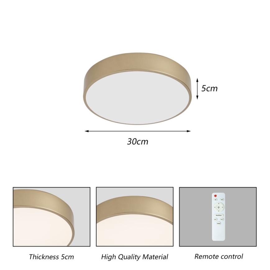 Brilagi - LED zatemnjiva stropna svjetiljka POOL LED/36W/230V 3000-6000K Ø 30 cm zlatna + s daljinskim upravljačem