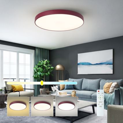 Brilagi - LED prigušivo stropno svjetlo POOL LED/60W/230V 3000-6000K pr. 60 cm bordo + daljinski upravljač