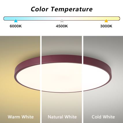 Brilagi - LED prigušivo stropno svjetlo POOL LED/60W/230V 3000-6000K pr. 60 cm bordo + daljinski upravljač