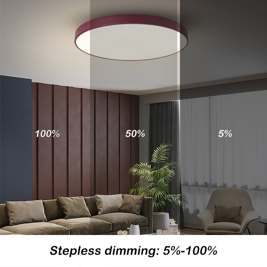 Brilagi - LED prigušivo stropno svjetlo POOL LED/60W/230V 3000-6000K pr. 60 cm bordo + daljinski upravljač