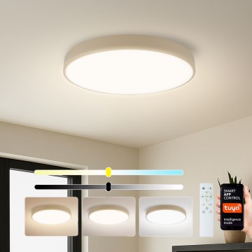 Brilagi - LED prigušiva stropna svjetiljka POOL SMART LED/60W/230V 3000-6000K promjer 50 cm Wi-Fi Tuya bež + daljinski upravljač