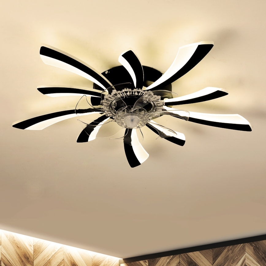 Brilagi - LED Prigušiva stropna svjetiljka s ventilatorom LED/50W/230V 3000-6500K crna + daljinski upravljač