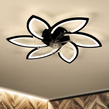 Brilagi - LED Prigušiva stropna svjetiljka s ventilatorom LED/50W/230V 3000-6500K crna + daljinski upravljač