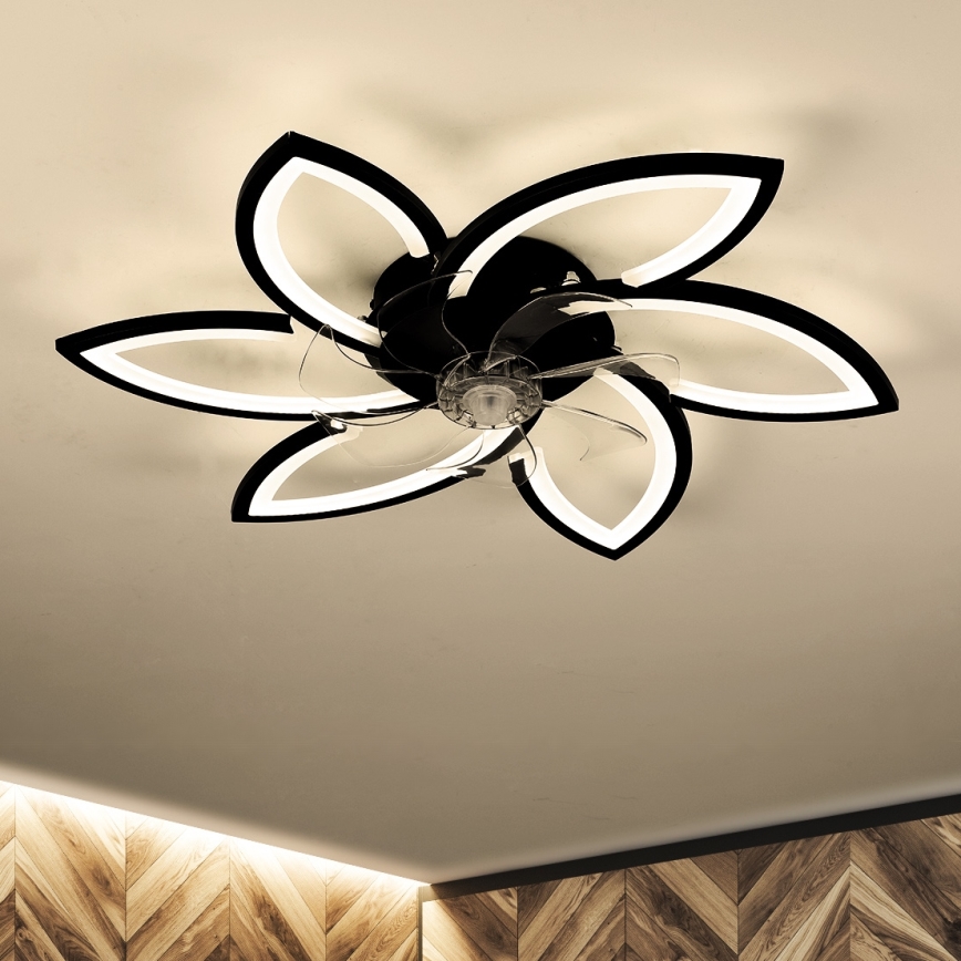 Brilagi - LED Prigušiva stropna svjetiljka s ventilatorom LED/50W/230V 3000-6500K crna + daljinski upravljač