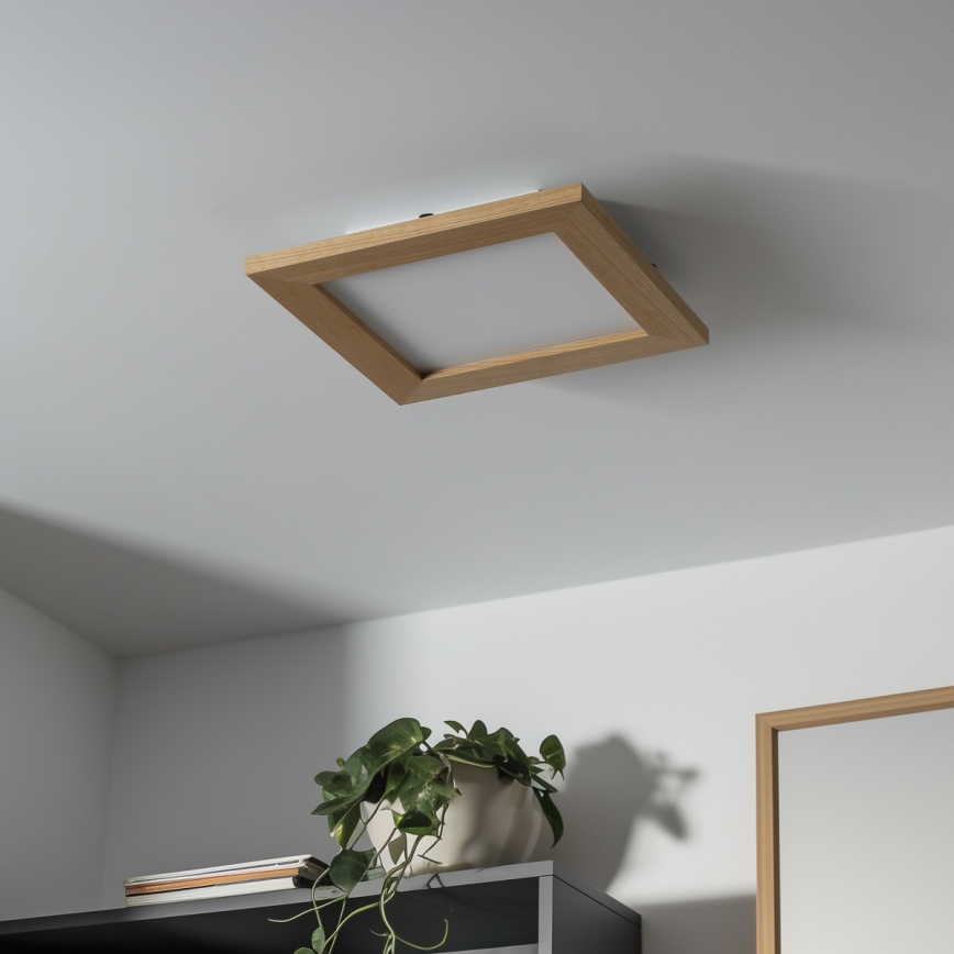 Brilagi - LED Prigušiva stropna svjetiljka SLIMFRAME WOOD LED/25W/230V 34x34 cm 3000-6000K smeđa + daljinski upravljač