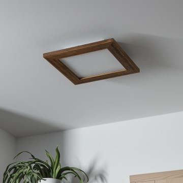 Brilagi - LED Prigušiva stropna svjetiljka SLIMFRAME WOOD LED/25W/230V 34x34 cm 3000-6000K smeđa + daljinski upravljač