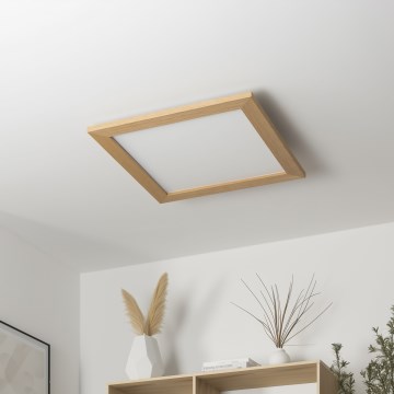 Brilagi - LED Prigušiva stropna svjetiljka SLIMFRAME WOOD LED/36W/230V 49,5x49,5 cm 3000-6000K smeđa + daljinski upravljač