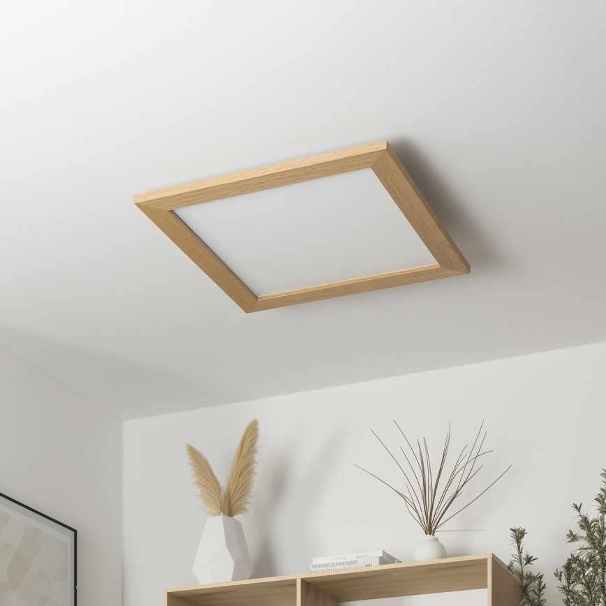Brilagi - LED Prigušiva stropna svjetiljka SLIMFRAME WOOD LED/36W/230V 49,5x49,5 cm 3000-6000K smeđa + daljinski upravljač