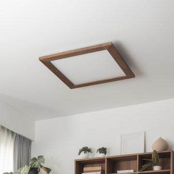 Brilagi - LED Prigušiva stropna svjetiljka SLIMFRAME WOOD LED/36W/230V 49,5x49,5 cm 3000-6000K tamno smeđa + daljinski upravljač