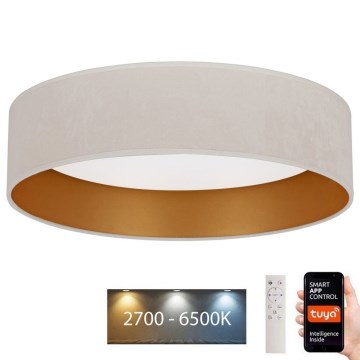 Brilagi - LED Prigušiva stropna svjetiljka VELVET SMART LED/24W/230V pr. 45 cm 2700-6500K Wi-Fi Tuya krem/zlatna + daljinski upravljač