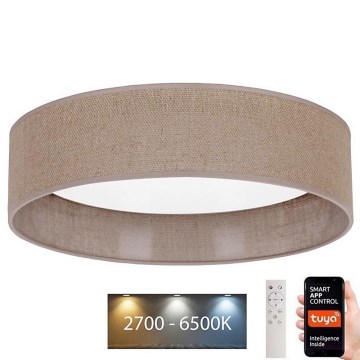 Brilagi - LED Prigušiva stropna svjetiljka VELVET SMART LED/24W/230V pr. 45 cm 2700-6500K Wi-Fi Tuya smeđa + daljinski upravljač