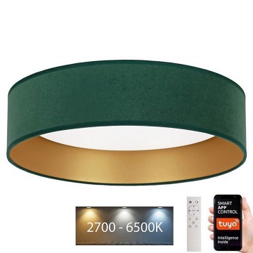 Brilagi - LED Prigušiva stropna svjetiljka VELVET SMART LED/24W/230V pr. 45 cm 2700-6500K Wi-Fi Tuya zelena/zlatna + daljinski upravljač