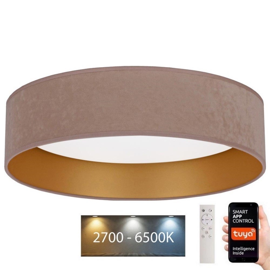 Brilagi - LED Prigušiva stropna svjetiljka VELVET SMART LED/36W/230V pr. 55 cm 2700-6500K Wi-Fi Tuya bež/zlatna + daljinski upravljač