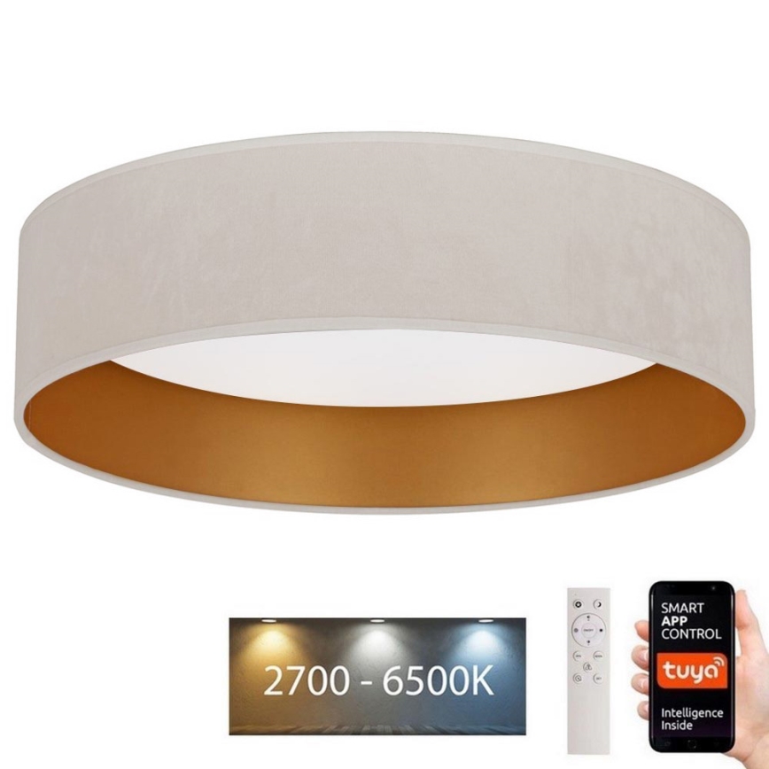 Brilagi - LED Prigušiva stropna svjetiljka VELVET SMART LED/36W/230V pr. 55 cm 2700-6500K Wi-Fi Tuya krem/zlatna + daljinski upravljač