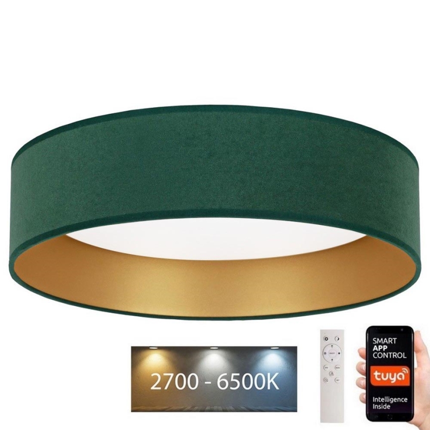 Brilagi - LED Prigušiva stropna svjetiljka VELVET SMART LED/36W/230V pr. 55 cm 2700-6500K Wi-Fi Tuya zelena/zlatna + daljinski upravljač