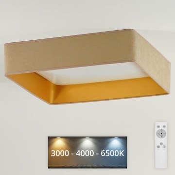 Brilagi - LED Prigušiva stropna svjetiljka VELVET SQUARE LED/24W/230V 3000/4000/6500K + daljinski upravljač bež