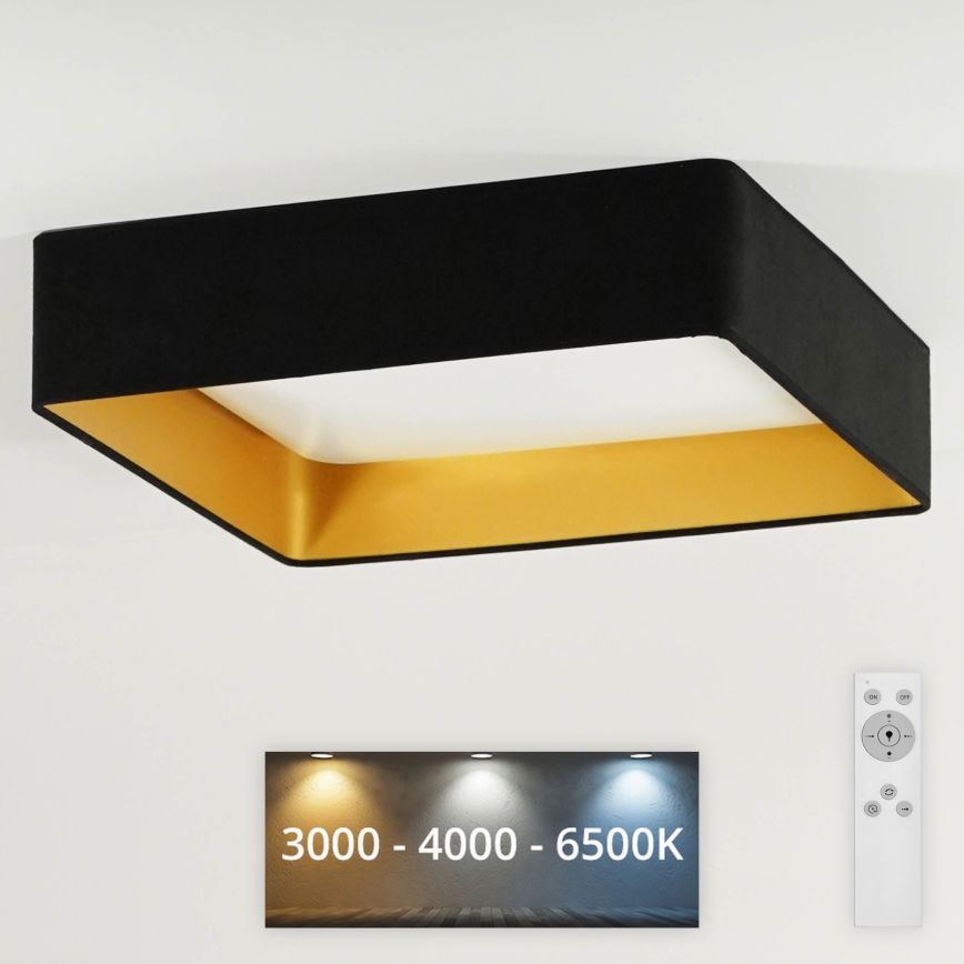 Brilagi - LED Prigušiva stropna svjetiljka VELVET SQUARE LED/24W/230V 3000/4000/6500K + daljinski upravljač crna