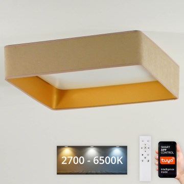 Brilagi - LED Prigušiva stropna svjetiljka VELVET SQUARE SMART LED/36W/230V 2700-6500K Wi-Fi Tuya + daljinski upravljač bež