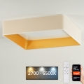 Brilagi - LED Prigušiva stropna svjetiljka VELVET SQUARE SMART LED/36W/230V 2700-6500K Wi-Fi Tuya + daljinski upravljač krem