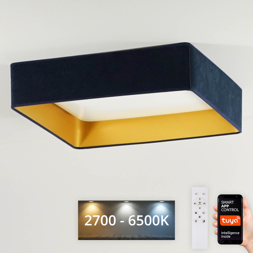 Brilagi - LED Prigušiva stropna svjetiljka VELVET SQUARE SMART LED/36W/230V 2700-6500K Wi-Fi Tuya + daljinski upravljač tamno plava