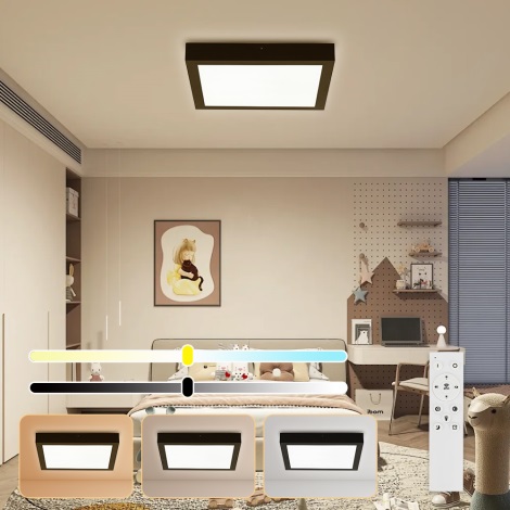 Brilagi - LED Prigušiva stropna svjetiljka za kupaonicu FRAME SMART LED/24W/230V 3000-6000K IP44 crna + daljinski upravljač
