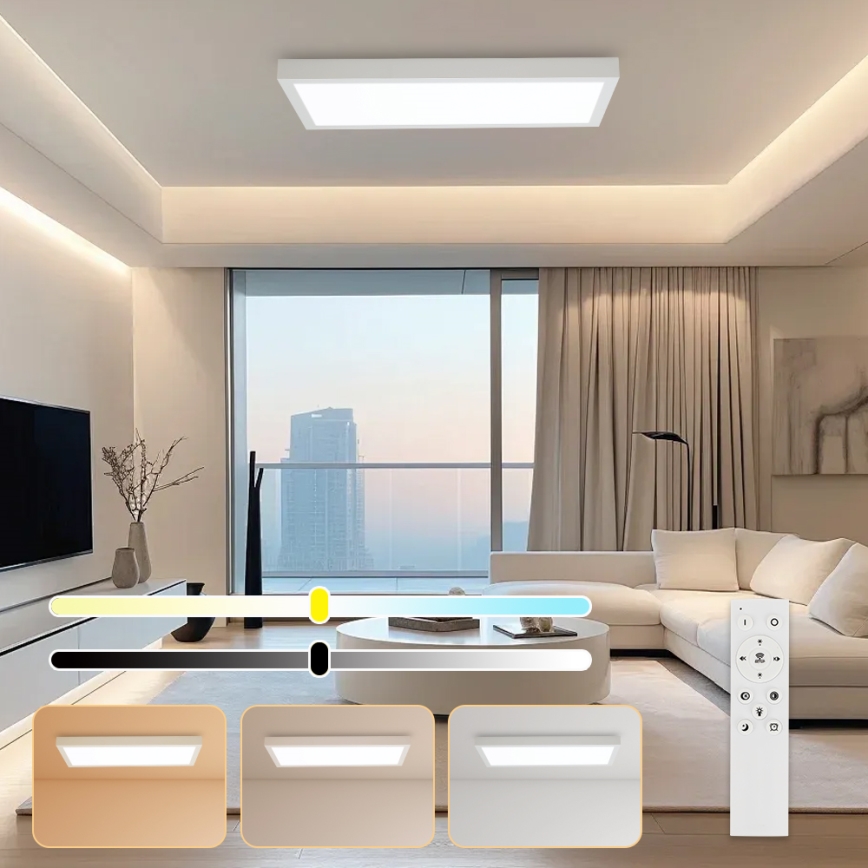 Brilagi - LED Prigušiva stropna svjetiljka za kupaonicu FRAME SMART LED/30W/230V 30x60 cm 3000-6000K IP44 bijela + daljinski upravljač