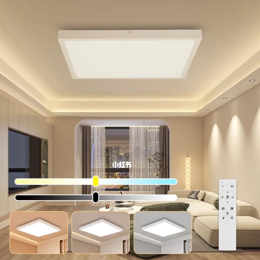 Brilagi - LED Prigušiva stropna svjetiljka za kupaonicu FRAME SMART LED/50W/230V 60x60 cm 3000-6000K IP44 bijela + daljinski upravljač