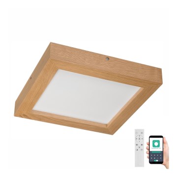Brilagi - LED Prigušiva stropna svjetiljka za kupaonicu WOODY FRAME LED/24W/230V hrast 30x30 cm 3000-6000K IP44 + daljinski upravljač