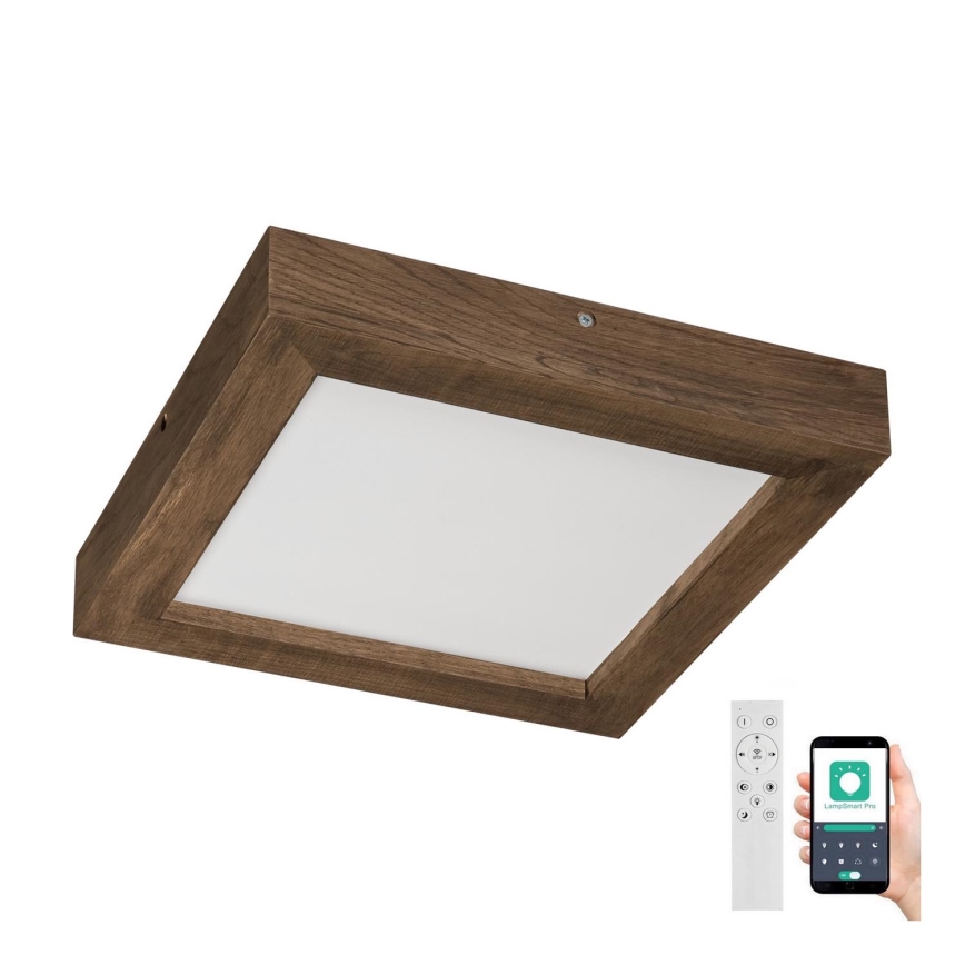 Brilagi - LED Prigušiva stropna svjetiljka za kupaonicu WOODY FRAME LED/24W/230V hrast 30x30 cm 3000-6000K IP44 + daljinski upravljač