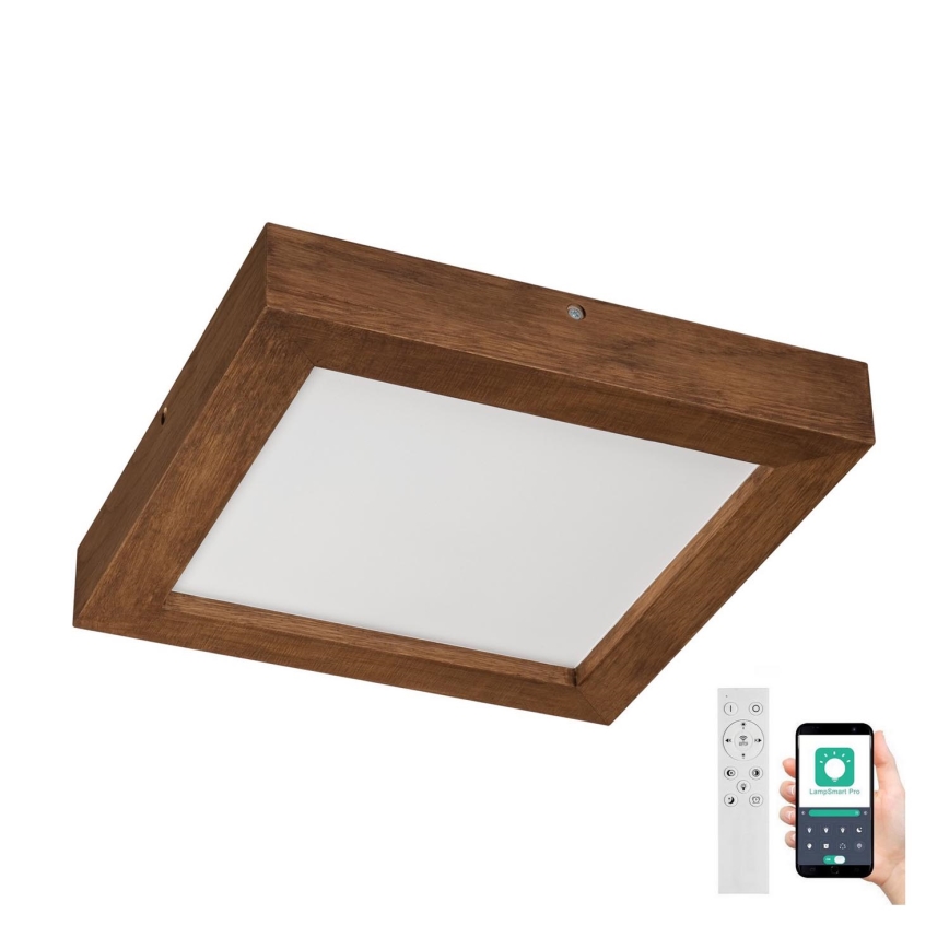 Brilagi - LED Prigušiva stropna svjetiljka za kupaonicu WOODY FRAME LED/24W/230V hrast trešnja 30x30 cm 3000-6000K IP44 + daljinski upravljač