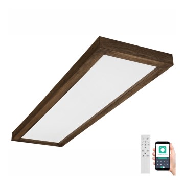 Brilagi - LED Prigušiva stropna svjetiljka za kupaonicu WOODY FRAME LED/50W/230V hrast 120x30 cm 3000-6000K IP44 + daljinski upravljač