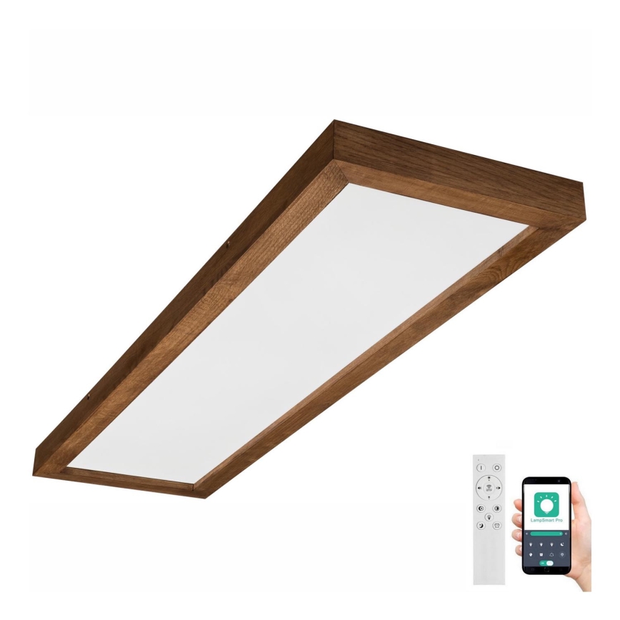 Brilagi - LED Prigušiva stropna svjetiljka za kupaonicu WOODY FRAME LED/50W/230V hrast trešnja 120x30 cm 3000-6000K IP44 + daljinski upravljač