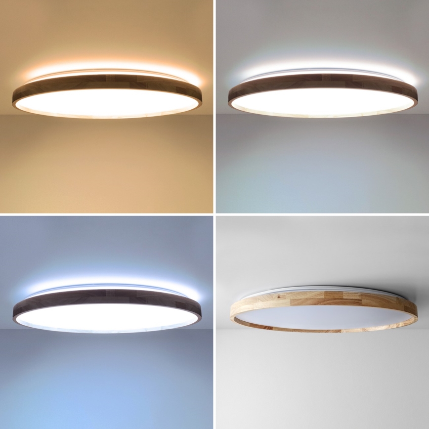 Brilagi - LED stropna svjetiljka ALSON s mogućnošću prigušivanja LED/72W/230V 3000-6500K hrast, promjer 78 cm + daljinski upravljač