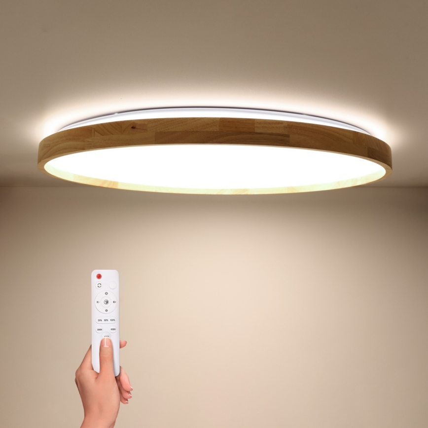 Brilagi - LED stropna svjetiljka ALSON s mogućnošću prigušivanja LED/72W/230V 3000-6500K hrast, promjer 78 cm + daljinski upravljač