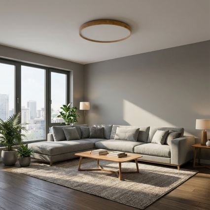 Brilagi - LED stropna svjetiljka ALSON s mogućnošću prigušivanja LED/72W/230V 3000-6500K hrast, promjer 78 cm + daljinski upravljač