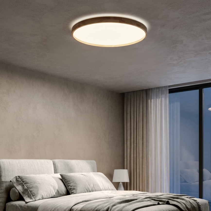 Brilagi - LED stropna svjetiljka ALSON s mogućnošću prigušivanja LED/72W/230V 3000-6500K hrast, promjer 78 cm + daljinski upravljač
