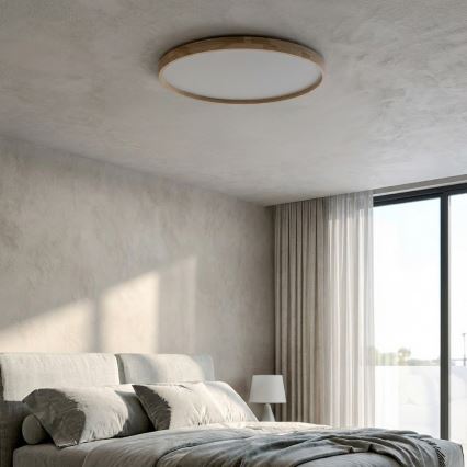 Brilagi - LED stropna svjetiljka ALSON s mogućnošću prigušivanja LED/72W/230V 3000-6500K hrast, promjer 78 cm + daljinski upravljač
