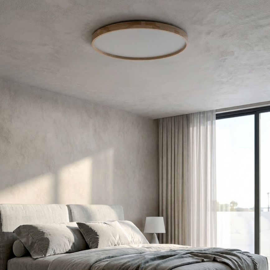 Brilagi - LED stropna svjetiljka ALSON s mogućnošću prigušivanja LED/72W/230V 3000-6500K hrast, promjer 78 cm + daljinski upravljač